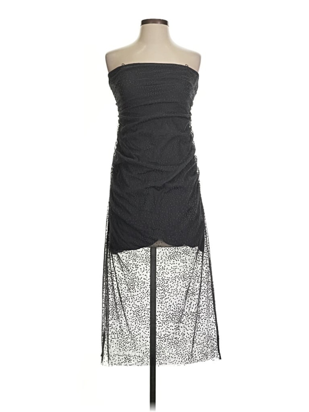 Anthropologie Strapless High-Low Sheer Dot Dress